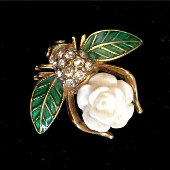 *RARE* STUNNING VINTAGE ESTATE SIGNED JOAN RIVERS BEE INSECT 1 1/8" BROOCH - Picture 5 of 5